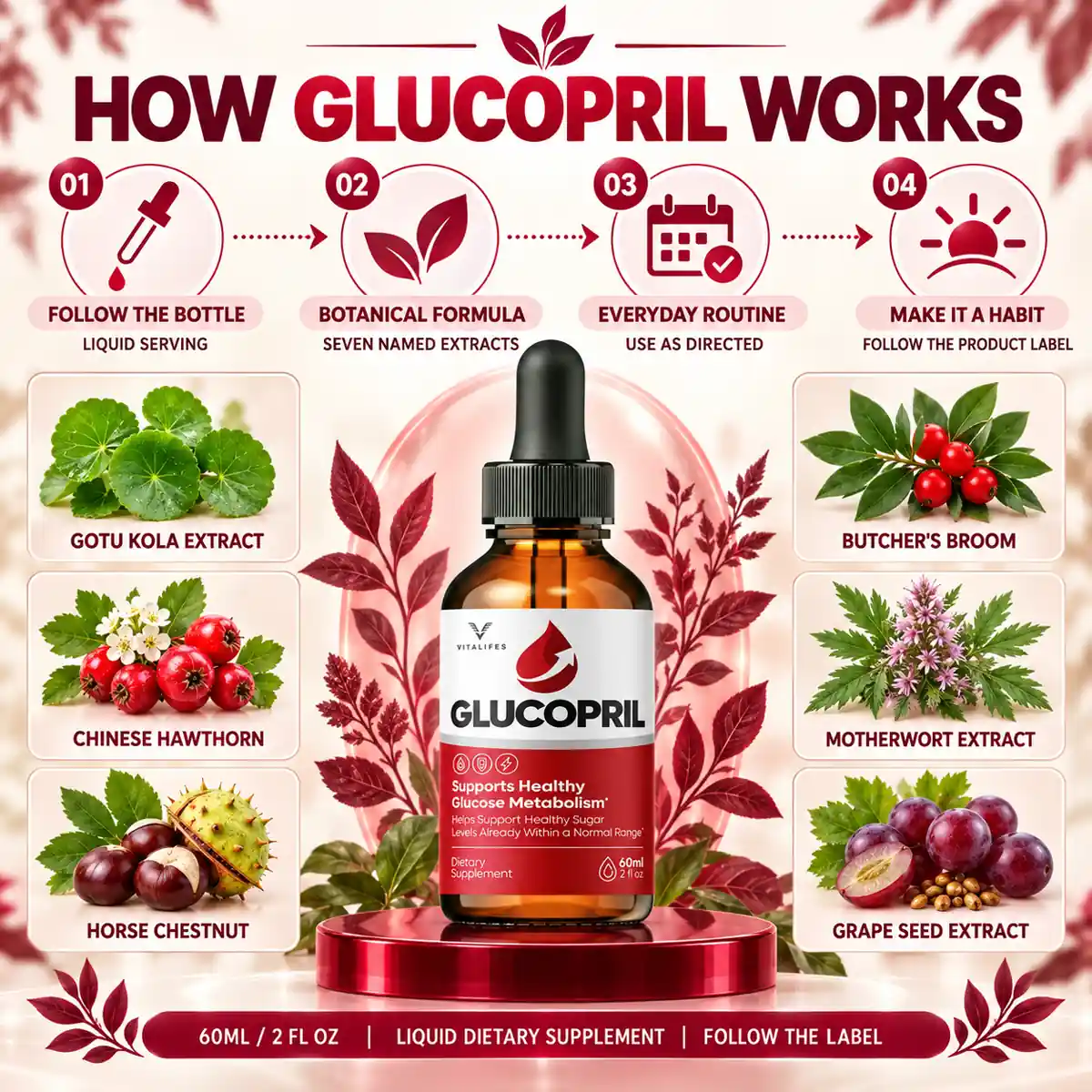 The seller's how-it-works diagram for GlucoPril