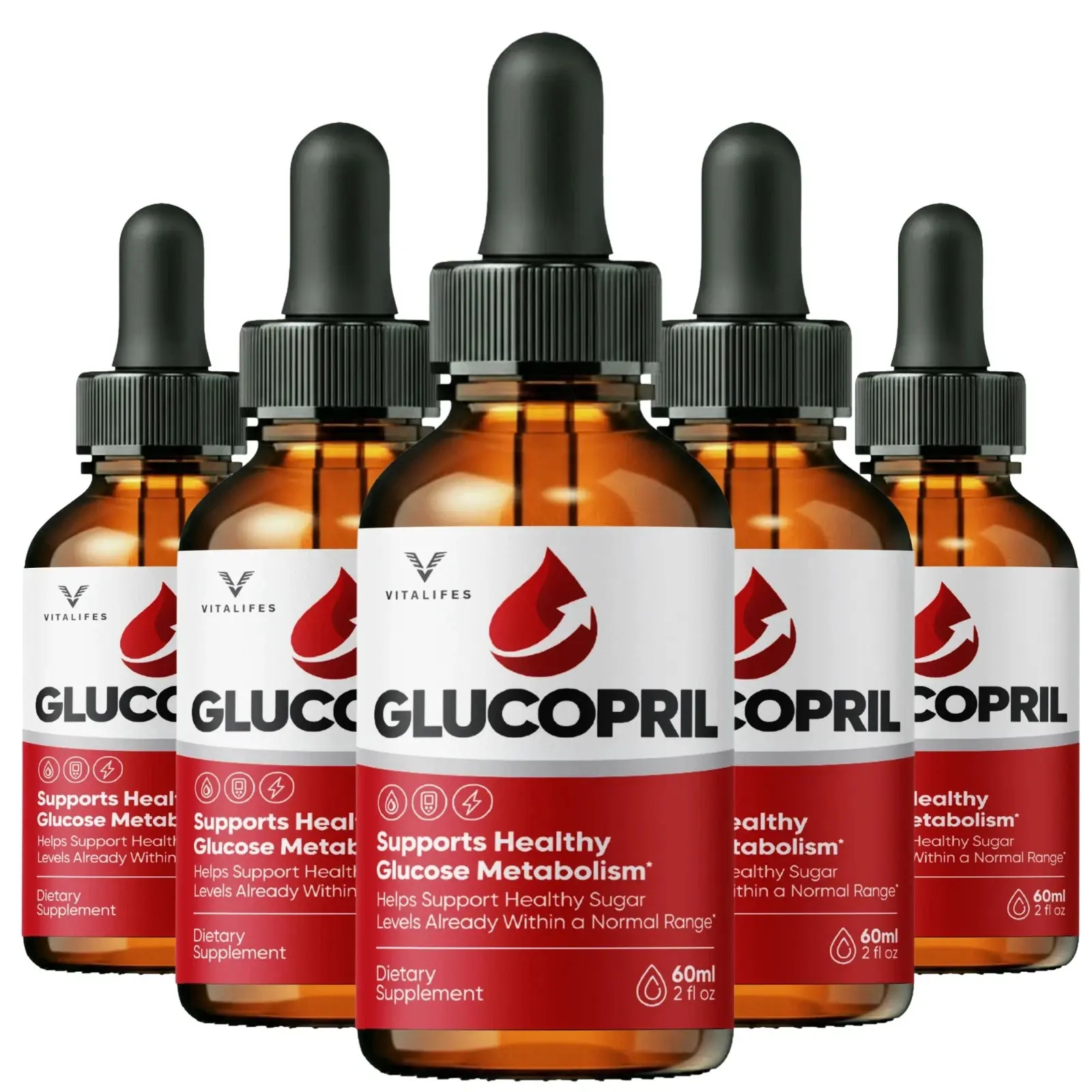 A five-bottle GlucoPril group shot supplied by the seller