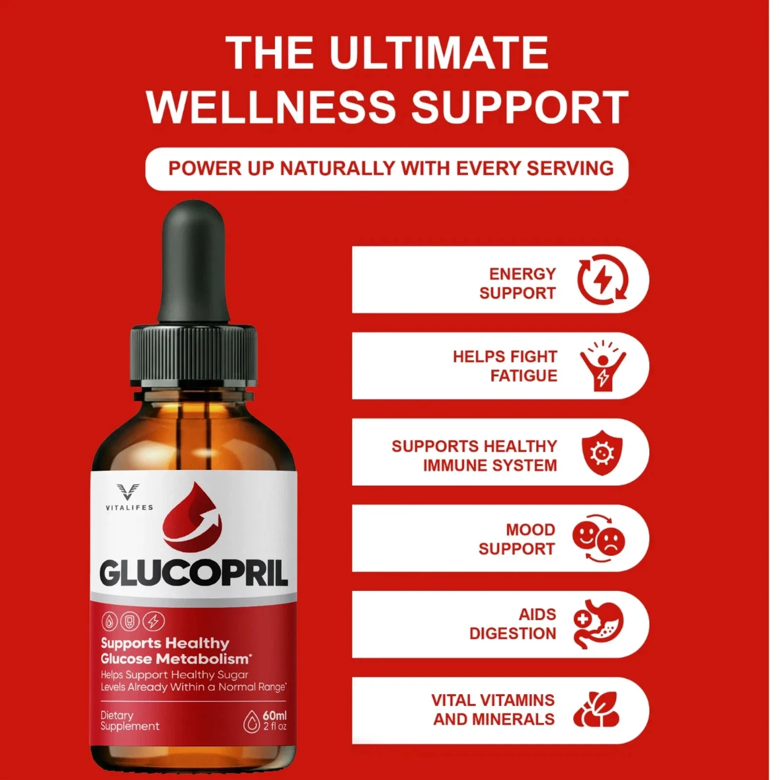 The seller's Ultimate Wellness Support panel for GlucoPril